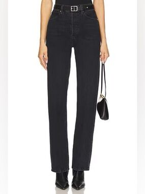 NWT WeWoreWhat Black Straight Leg Jeans with Slit, Trendy Mom Slit Straight Jean